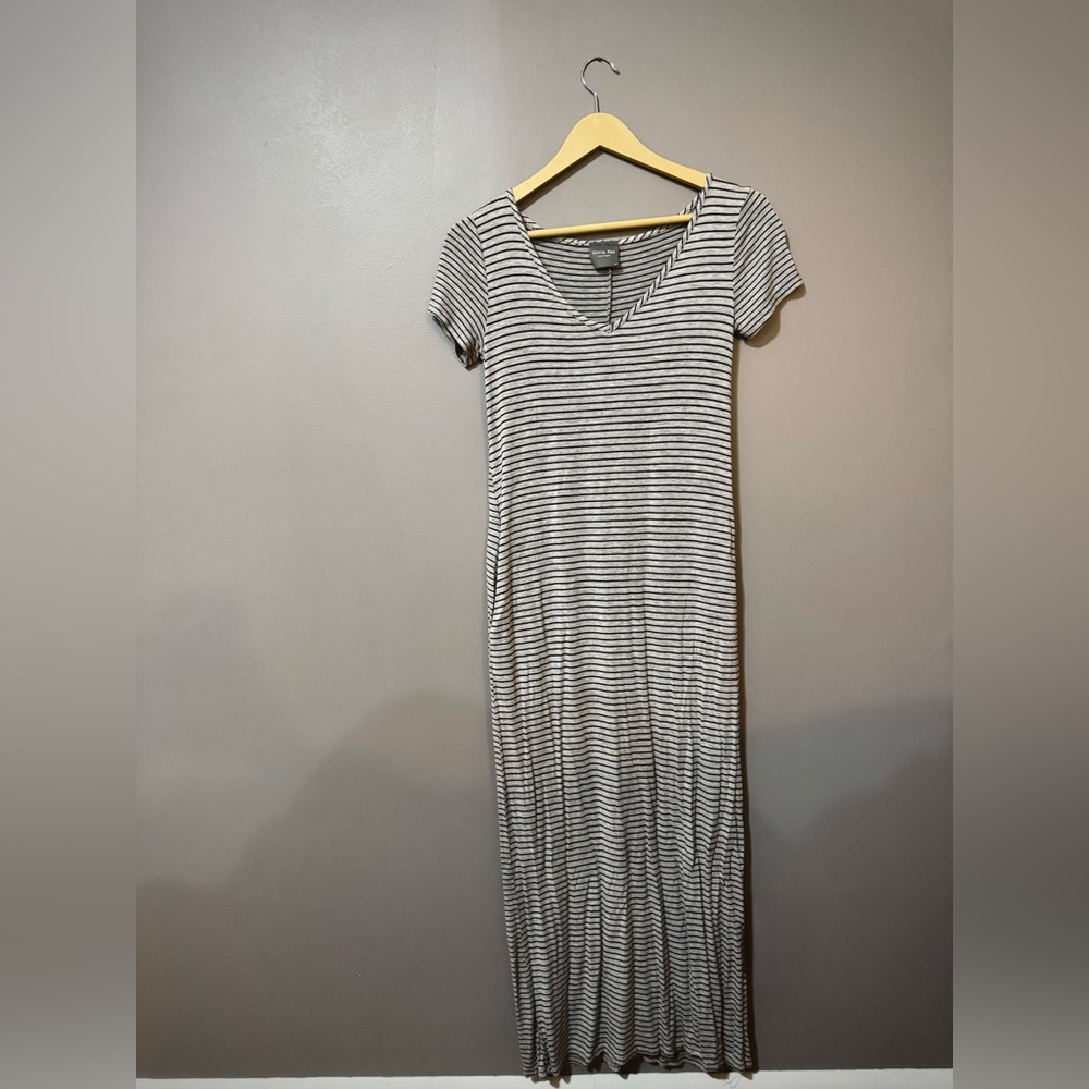 Grey and Black Striped Olivia Rae Maxi Dress